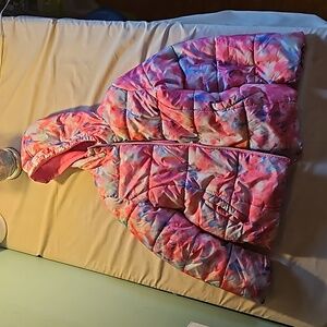 Pink platinum winter coat tie dye colored size 10/12